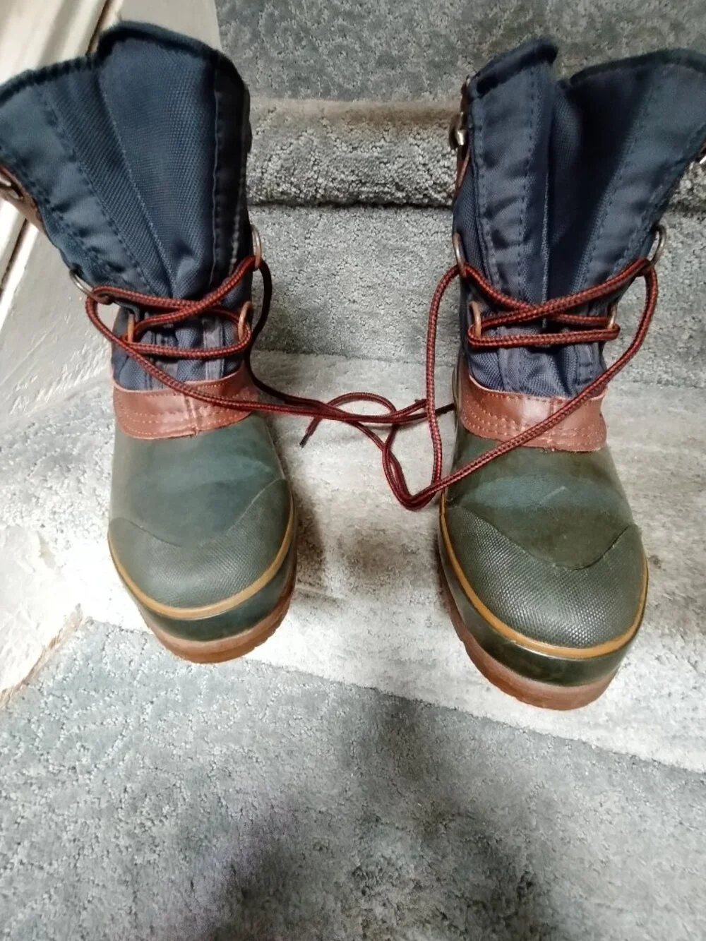 Northwest Territory Men Green/Tan Leather Winter Snow Boots Steel Shank Size 9